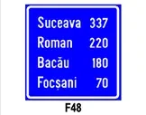 Confirmarea direcției de mers spre localități mai importante și distanțele până la acestea
