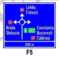 Presemnalizarea direcțiilor într-o intersecție cu sens giratoriu
