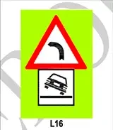 Panou curbă la stânga + pericol de răsturnare