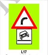 Panou curbă la dreapta + pericol de răsturnare